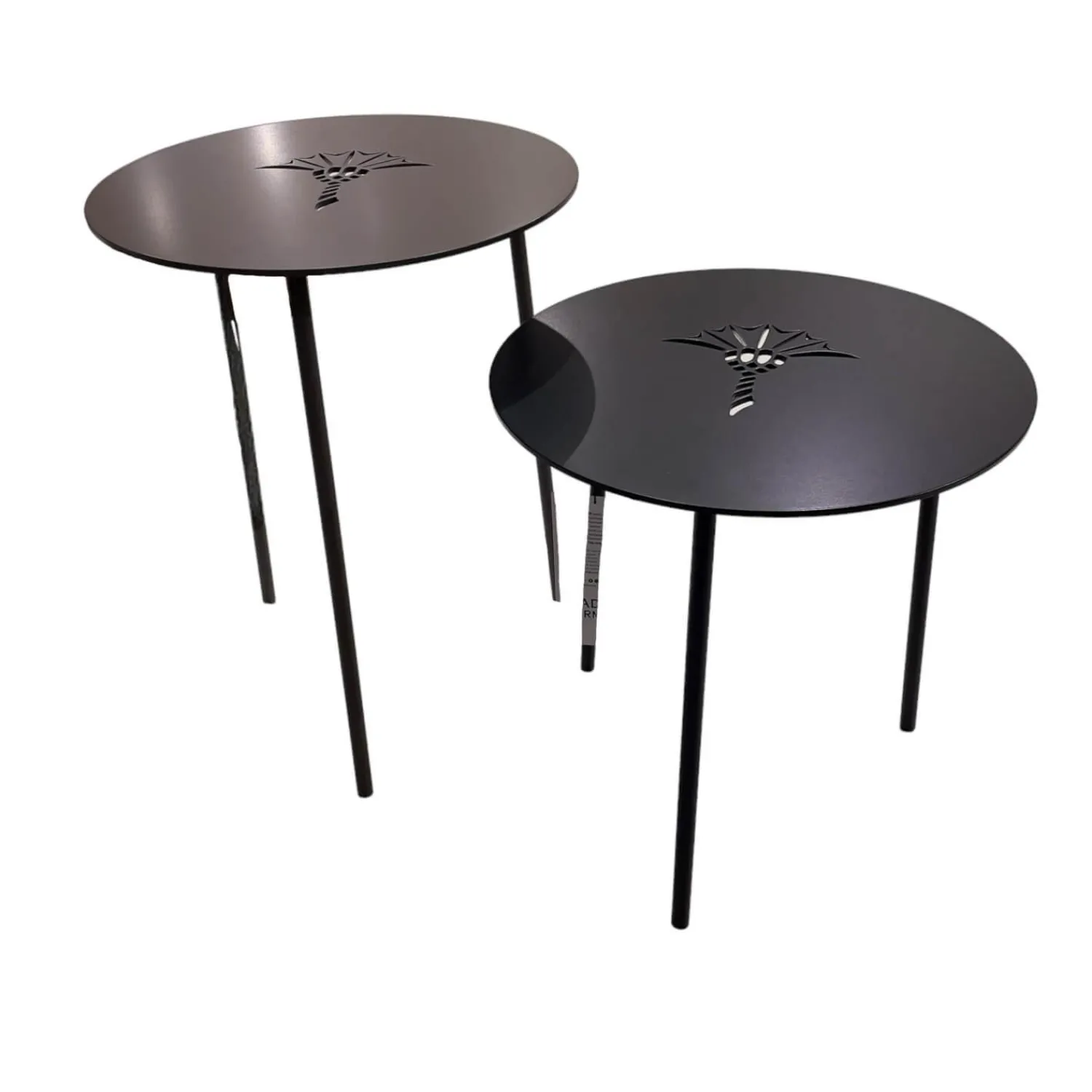 Hülsta Beistelltische|2 Satz Tisch Emboss Metall Mitternachtsblau Dunkelblau Grau Und Rauch Gepudert Anthrazit Mit Kornblume Gelasert