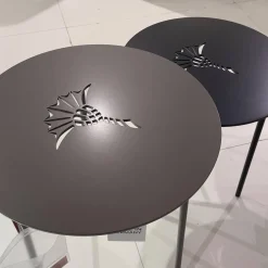 Hülsta Beistelltische|2 Satz Tisch Emboss Metall Mitternachtsblau Dunkelblau Grau Und Rauch Gepudert Anthrazit Mit Kornblume Gelasert