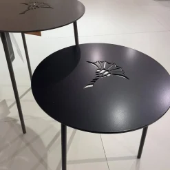 Hülsta Beistelltische|2 Satz Tisch Emboss Metall Mitternachtsblau Dunkelblau Grau Und Rauch Gepudert Anthrazit Mit Kornblume Gelasert