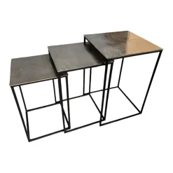 Ronald Schmitt Design Couchtische|3 Satztisch Kala K 201 Platte Aluminium Silberfarbig Gestell RAL 9005 Tiefschwarz Lackiert