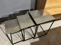 Ronald Schmitt Design Couchtische|3 Satztisch Kala K 201 Platte Aluminium Silberfarbig Gestell RAL 9005 Tiefschwarz Lackiert