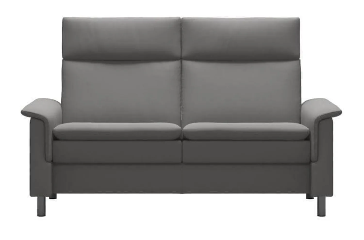 Stressless 2-Sitzer-Sofas|2 Sitzer Sofa Aurora Leder Paloma Silver Grey Grau Füße Edelstahl Poliert Rund