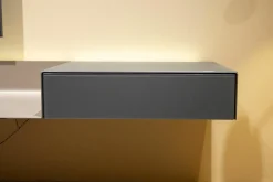 Spectral Smart Furniture Wohnwände & Tv-Lowboards|Air-Board ARL 2000 Metall Champagne Matt Pulverbeschichtet Beige Grau Front und Auflage Colour Glas Granit Grau Inklusive Beleuchtung Und Mediaparket