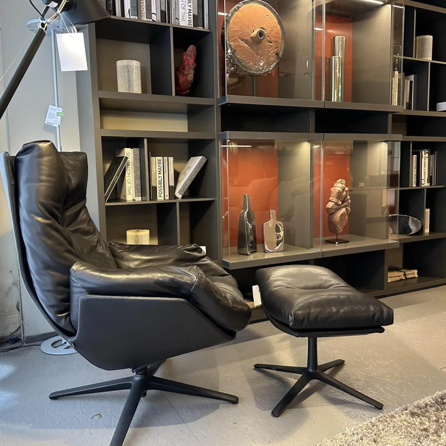 Poliform Wohnwände & Tv-Lowboards|Anbaukombination Wall System Lack Matt Visione Anthrazit Inklusive Beleuchtung