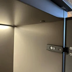 Poliform Wohnwände & Tv-Lowboards|Anbaukombination Wall System Lack Matt Tortora Piombo Grau Vitrine Rauchglas