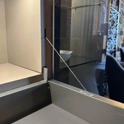 Poliform Wohnwände & Tv-Lowboards|Anbaukombination Wall System Lack Matt Tortora Piombo Grau Vitrine Rauchglas