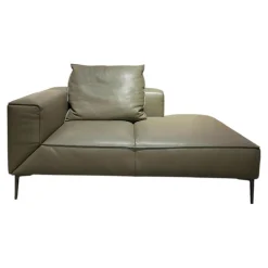 Jori 2-Sitzer-Sofas|Anbausofa Leder Lipano Oliva Grün Fuß Lackiert Matt Bronze Mit Hocker Lounge Ville Und Rückenkissen