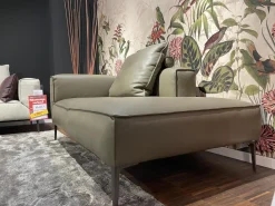 Jori 2-Sitzer-Sofas|Anbausofa Leder Lipano Oliva Grün Fuß Lackiert Matt Bronze Mit Hocker Lounge Ville Und Rückenkissen