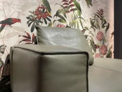 Jori 2-Sitzer-Sofas|Anbausofa Leder Lipano Oliva Grün Fuß Lackiert Matt Bronze Mit Hocker Lounge Ville Und Rückenkissen