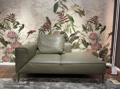 Jori 2-Sitzer-Sofas|Anbausofa Leder Lipano Oliva Grün Fuß Lackiert Matt Bronze Mit Hocker Lounge Ville Und Rückenkissen