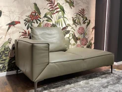 Jori 2-Sitzer-Sofas|Anbausofa Leder Lipano Oliva Grün Fuß Lackiert Matt Bronze Mit Hocker Lounge Ville Und Rückenkissen