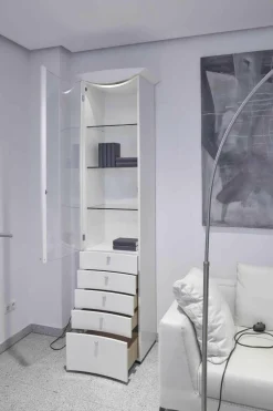 WK Wohnen Wohnwände & Tv-Lowboards|Anbausystem Jil WK 412 Lack Hochglanz Weiß Klarglas