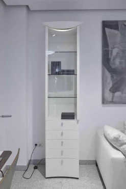 WK Wohnen Wohnwände & Tv-Lowboards|Anbausystem Jil WK 412 Lack Hochglanz Weiß Klarglas