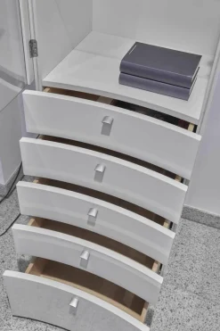 WK Wohnen Wohnwände & Tv-Lowboards|Anbausystem Jil WK 412 Lack Hochglanz Weiß Klarglas