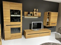 Decker Wohnwände & Tv-Lowboards|Anbauwand Ameno Wildeiche Massiv Bianco Geölt Inklusive LED Beleuchtung