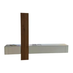 Hülsta Wohnwände & Tv-Lowboards|Anbauwand Gentis Lack Weiß Akzent Kernnussbaum Naturstamm Mit Beleuchtung