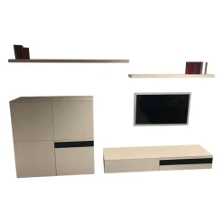 Venier Wohnwände & Tv-Lowboards|Anbauwand Horizon Lack Ecru Matt Grau
