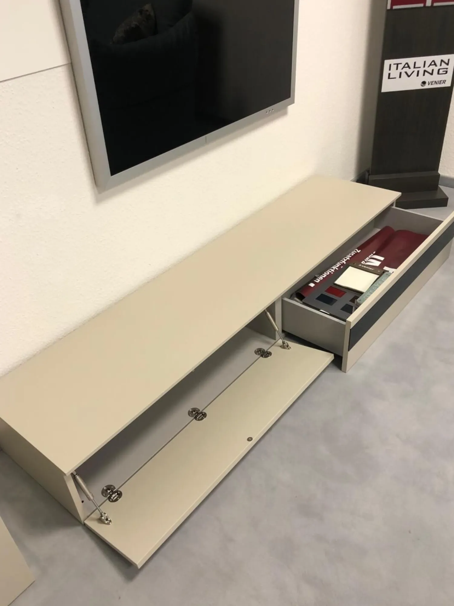 Venier Wohnwände & Tv-Lowboards|Anbauwand Horizon Lack Ecru Matt Grau