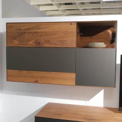 Wöstmann Wohnwände & Tv-Lowboards|Anbauwand NW 770 Amerikanischer Kernnussbaum Massiv Soft Gebürstet