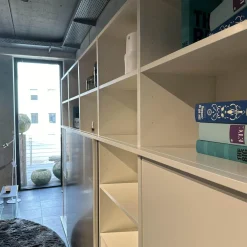 Interlübke Wohnwände & Tv-Lowboards|Anbauwand Studimo Lack Matt Kristallweiß Klappgriff Alufarbig Silber Schiebetür Glas Optiwhite Anthrazit