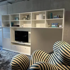 Interlübke Wohnwände & Tv-Lowboards|Anbauwand Studimo Lack Matt Kristallweiß Klappgriff Alufarbig Silber Schiebetür Glas Optiwhite Anthrazit