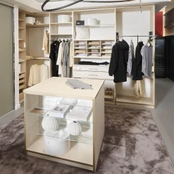 Cabinet Kleiderschränke|Ankleide Holzdekor Sockelleiste Fjord Decor Glasoptik Bronce Gebürstet Mit Insel Und Beleuchtung