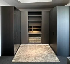 Poliform Kleiderschränke|Ankleide Senzafine Fitted Melamin Ardesia Grau Türen Metallisch Lackiert Bronzo 23 Grau Anthrazit Mit Beleuchtung