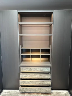 Poliform Kleiderschränke|Ankleide Senzafine Fitted Melamin Ardesia Grau Türen Metallisch Lackiert Bronzo 23 Grau Anthrazit Mit Beleuchtung