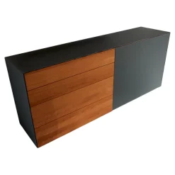 Team 7 Kommoden & Sideboards|Anrichte Cubus Pure AC 297195 Kirschbaum Geölt Schiebetüre Und Abdeckplatte Glas Matt Anthrazit Füße Metall