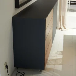 Team 7 Kommoden & Sideboards|Anrichte Cubus Pure AC 297195 Kirschbaum Geölt Schiebetüre Und Abdeckplatte Glas Matt Anthrazit Füße Metall