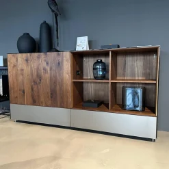Team 7 Kommoden & Sideboards|Anrichte Cubus Pure Nussbaum Naturöl Mit Farbglas Bronze Matt