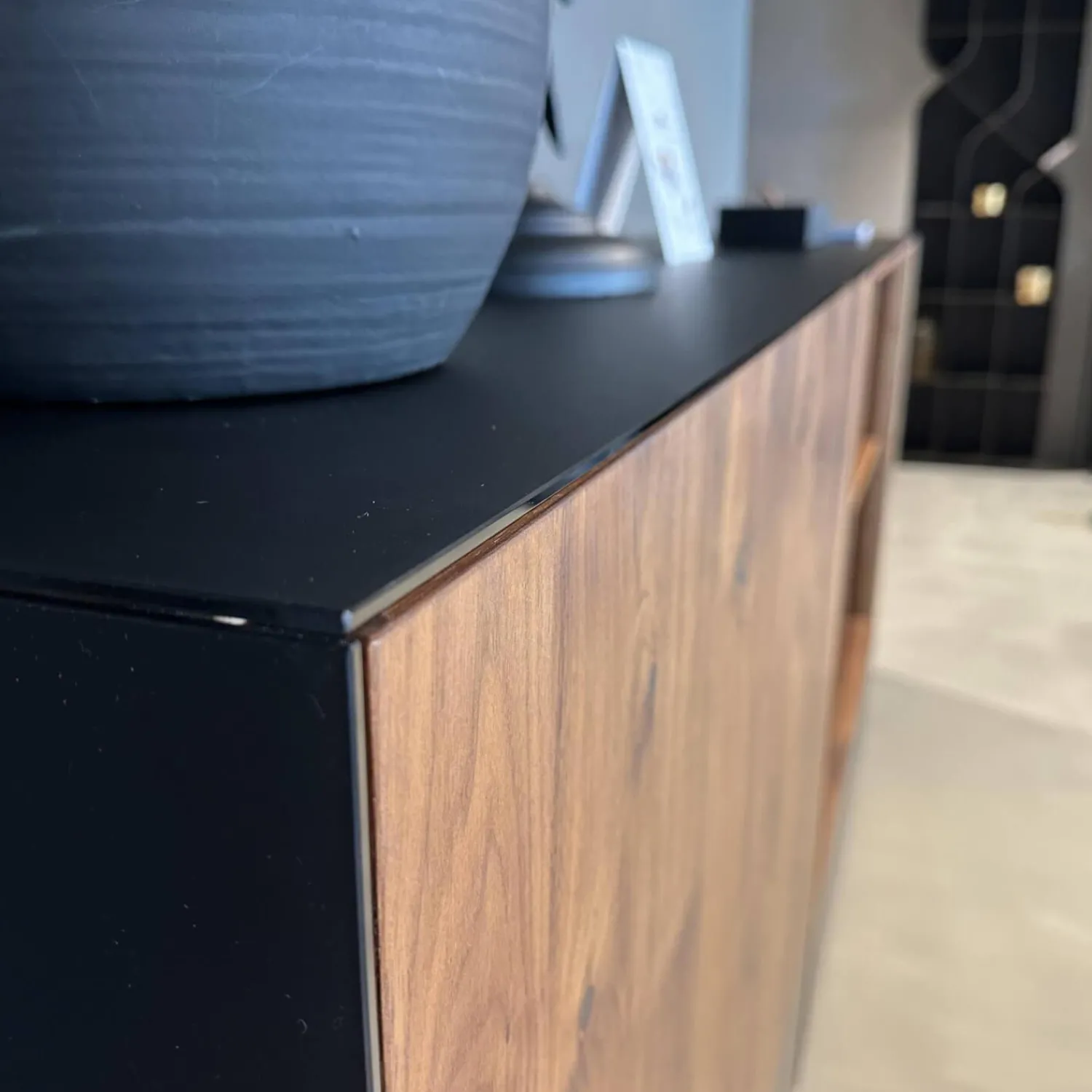 Team 7 Kommoden & Sideboards|Anrichte Cubus Pure Nussbaum Naturöl Mit Farbglas Bronze Matt