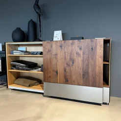Team 7 Kommoden & Sideboards|Anrichte Cubus Pure Nussbaum Naturöl Mit Farbglas Bronze Matt