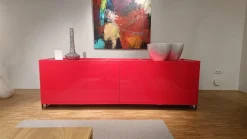 Contur Kommoden & Sideboards|Anrichte Raumteiler 5800 Hochglanzlack Scarlatto Rot Inklusive Glasfachböden