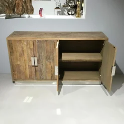 Richmond Kommoden & Sideboards|Anrichte Redmond Ulmenholz 4 Türen Sockel Edelstahl