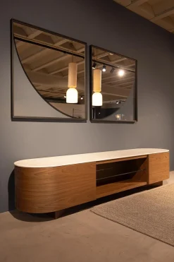 Cassina Kommoden & Sideboards|Anrichte Rondos Mamorplatte Bianco Carrara Opaco Weiß Korpus Furniert Amerikanischer Nussbaum Mit Einem Offenen Fach