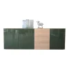 Scholtissek Kommoden & Sideboards|Anrichte Sideboard Farn Korpus Knorrige Eiche Puro Geölt Front Glas 6003 Olivgrün Grün Glänzend