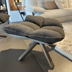 B&B Italia Relaxsessel|Armlehnsessel Husk H3G Schale Tortora Weiß Sitz Stoff Sambuco Anthrazit Gestell Eiche Grau Mit Hocker