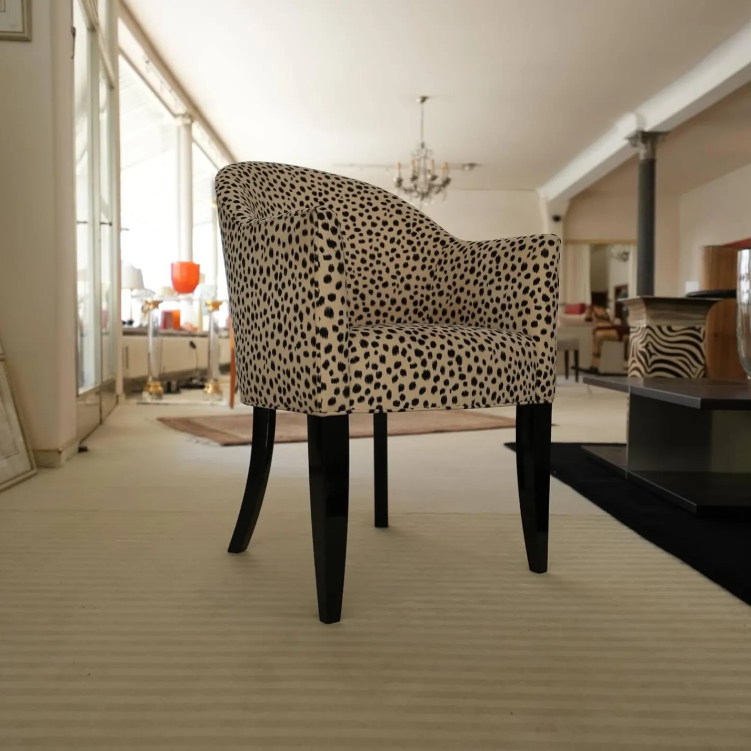 Thörmer Einzelstühle|Armlehnsessel Leo Stoff Alcantara Beige Schwarz Füße Schwarz Hochglanz