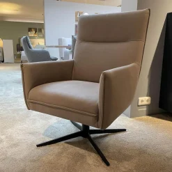 WK Wohnen Relaxsessel|Armlehnsessel Turno Hoch Leder Velvet Inox Drehkreuz Struktur Schwarz Matt