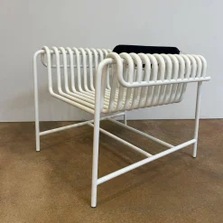 Blockbau Einzelstühle|Armlehnstuhl 22 24 Gestell Gebogenes Stahlrohr Verkehrsweiß Weiß Pulverbeschichtet Mit Rückenrolle