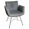 COR Stuhlsets|Einzelstühle|Armlehnstuhl Alvo Leder 493 Anthrazit 4 Fuß Drahtgestell M20 Schwarz LackiertUnd Schale Lack Schwarz