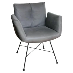 COR Stuhlsets|Einzelstühle|Armlehnstuhl Alvo Leder 493 Anthrazit 4 Fuß Drahtgestell M20 Schwarz LackiertUnd Schale Lack Schwarz