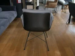 COR Stuhlsets|Einzelstühle|Armlehnstuhl Alvo Leder 493 Anthrazit 4 Fuß Drahtgestell M20 Schwarz LackiertUnd Schale Lack Schwarz