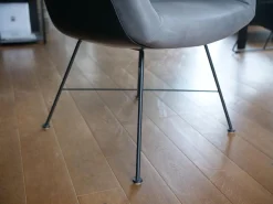 COR Stuhlsets|Einzelstühle|Armlehnstuhl Alvo Leder 493 Anthrazit 4 Fuß Drahtgestell M20 Schwarz LackiertUnd Schale Lack Schwarz