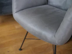 COR Stuhlsets|Einzelstühle|Armlehnstuhl Alvo Leder 493 Anthrazit 4 Fuß Drahtgestell M20 Schwarz LackiertUnd Schale Lack Schwarz