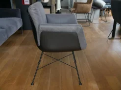 COR Stuhlsets|Einzelstühle|Armlehnstuhl Alvo Leder 493 Anthrazit 4 Fuß Drahtgestell M20 Schwarz LackiertUnd Schale Lack Schwarz