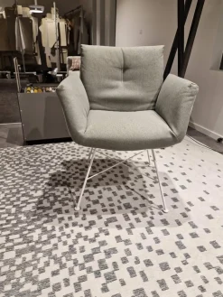 COR Einzelstühle|Armlehnstuhl Alvo Stoff 7208 Steingrau Schale Lack Schneeweiß Drahtgestell Schneeweiß Lackiert Mit Kunststoffgleitern