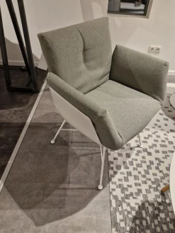 COR Einzelstühle|Armlehnstuhl Alvo Stoff 7208 Steingrau Schale Lack Schneeweiß Drahtgestell Schneeweiß Lackiert Mit Kunststoffgleitern