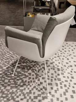 COR Einzelstühle|Armlehnstuhl Alvo Stoff 7208 Steingrau Schale Lack Schneeweiß Drahtgestell Schneeweiß Lackiert Mit Kunststoffgleitern